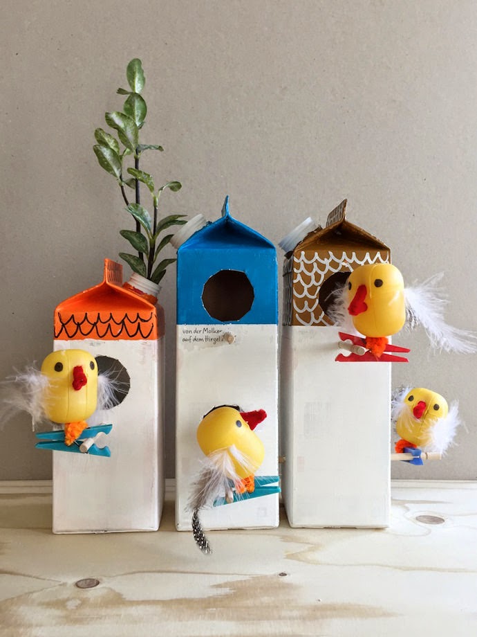 Manualidad casita de pájaros con tetrabrik
